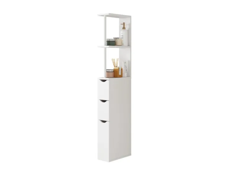 Vicco Badschrank Vera Weiß 137 x 15 cm mit 3 Schubladen* Regal Weiß