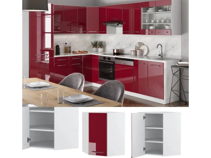 Vicco Eckhängeschrank Fame-Line Küchen-Eckschrank Bordeaux Hochglanz/Weiß 57 cm* Eckregale