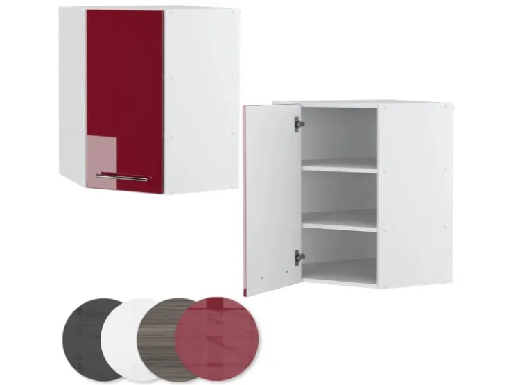 Vicco Eckhängeschrank Fame-Line Küchen-Eckschrank Bordeaux Hochglanz/Weiß 57 cm* Eckregale