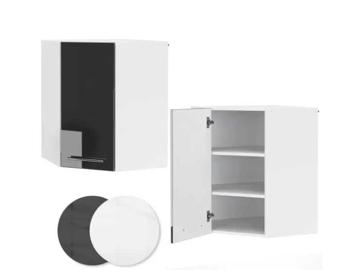 Vicco Eckhängeschrank Fame-Line Küchen-Eckschrank Hochglanz/Weiß 57 cm* Eckregale