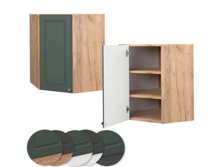 Vicco Eckhängeschrank Fame-Line Grün-Gold Landhaus/Goldkraft Eiche 57 cm* Eckregale