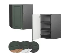 Vicco Eckhängeschrank Fame-Line Küchen-Eckschrank Grün-Gold Landhaus/Anthrazit 57 cm* Eckregale