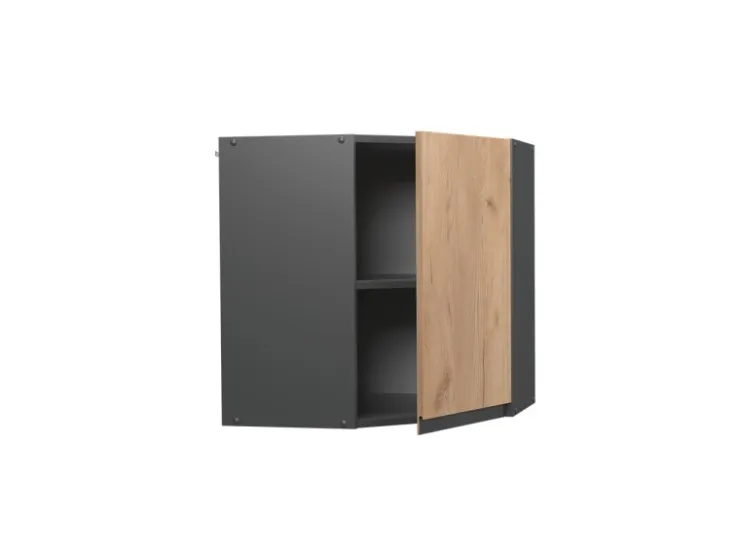 Vicco Eckhängeschrank R-Line Küchen-Eckschrank Goldkraft /Anthrazit 57 cm J-Shape* Eckregale
