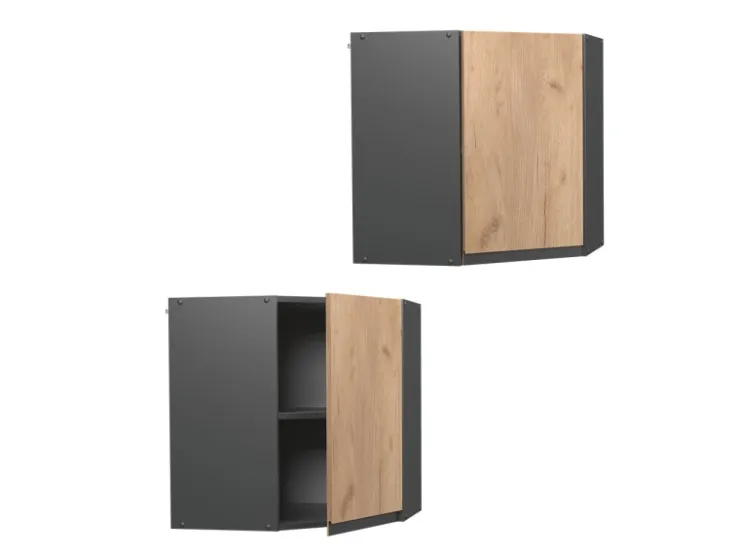 Vicco Eckhängeschrank R-Line Küchen-Eckschrank Goldkraft /Anthrazit 57 cm J-Shape* Eckregale