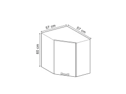 Vicco Eckhängeschrank R-Line Küchen-Eckschrank Artisan-Eiche/Anthrazit 57 cm* Eckregale