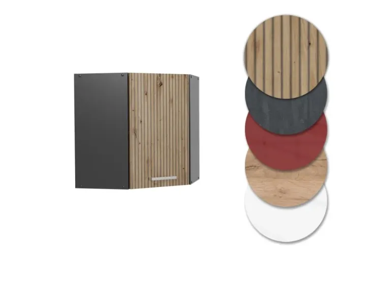Vicco Eckhängeschrank R-Line Küchen-Eckschrank Artisan-Eiche/Anthrazit 57 cm* Eckregale