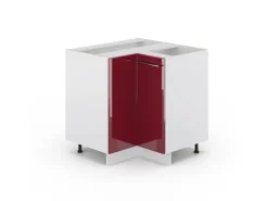 Vicco Eckunterschrank Fame-Line Bordeaux Hochglanz/Weiß 81 cm ohne Arbeitsplatte