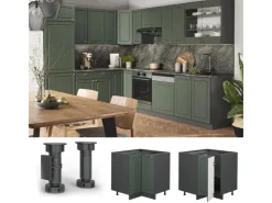 Vicco Eckunterschrank Fame-Line Grün-Gold Landhaus/Anthrazit 81 cm AP Anthrazit* Eckregale