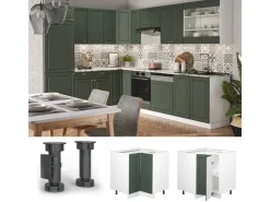Vicco Eckunterschrank Fame-Line Grün-Gold Landhaus/Weiß 81 cm ohne Arbeitsplatte