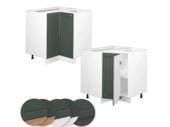 Vicco Eckunterschrank Fame-Line Grün-Gold Landhaus/Weiß 81 cm ohne Arbeitsplatte