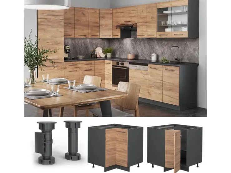 Vicco Eckunterschrank Fame-Line Goldkraft /Anthrazit 81 cm ohne Arbeitsplatte