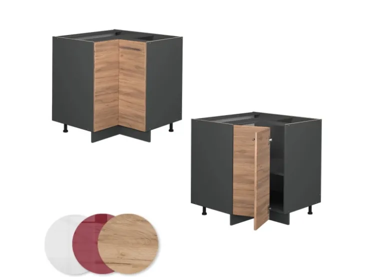 Vicco Eckunterschrank Fame-Line Goldkraft /Anthrazit 81 cm ohne Arbeitsplatte