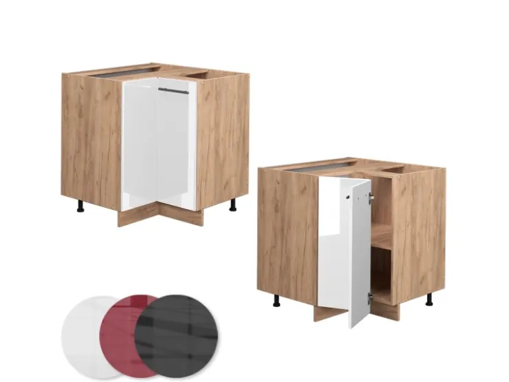 Vicco Eckunterschrank Fame-Line Hochglanz/Goldkraft Eiche 81 cm AP Eiche