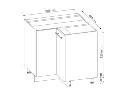 Vicco Eckunterschrank Fame-Line Hochglanz/Weiß 81 cm AP Eiche