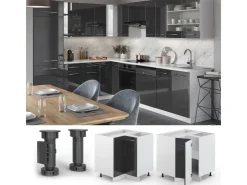 Vicco Eckunterschrank Fame-Line Hochglanz/Weiß 81 cm AP Eiche