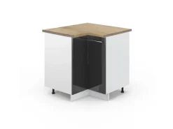 Vicco Eckunterschrank Fame-Line Hochglanz/Weiß 81 cm AP Eiche