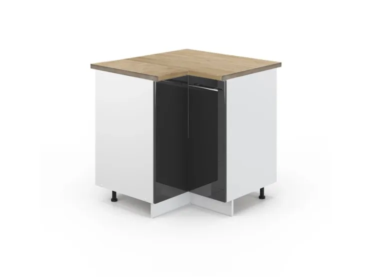 Vicco Eckunterschrank Fame-Line Hochglanz/Weiß 81 cm AP Eiche