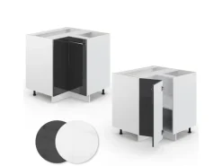 Vicco Eckunterschrank Fame-Line Hochglanz/Weiß 81 cm AP Eiche