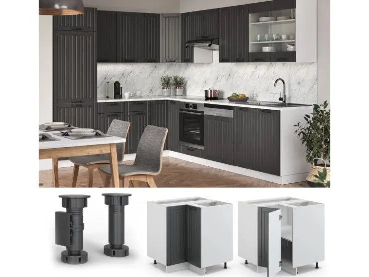 Vicco Eckunterschrank Fame-Line Anthrazit/Weiß 81 cm ohne Arbeitsplatte