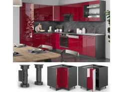 Vicco Eckunterschrank Fame-Line Bordeaux Hochglanz/Anthrazit 81 cm ohne Arbeitsplatte* Eckregale