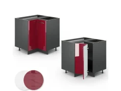 Vicco Eckunterschrank Fame-Line Bordeaux Hochglanz/Anthrazit 81 cm ohne Arbeitsplatte* Eckregale