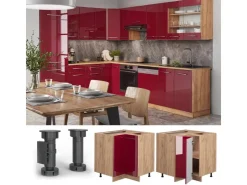 Vicco Eckunterschrank Fame-Line Bordeaux Hochglanz/Goldkraft Eiche 81 cm ohne Arbeitsplatte* Eckregale
