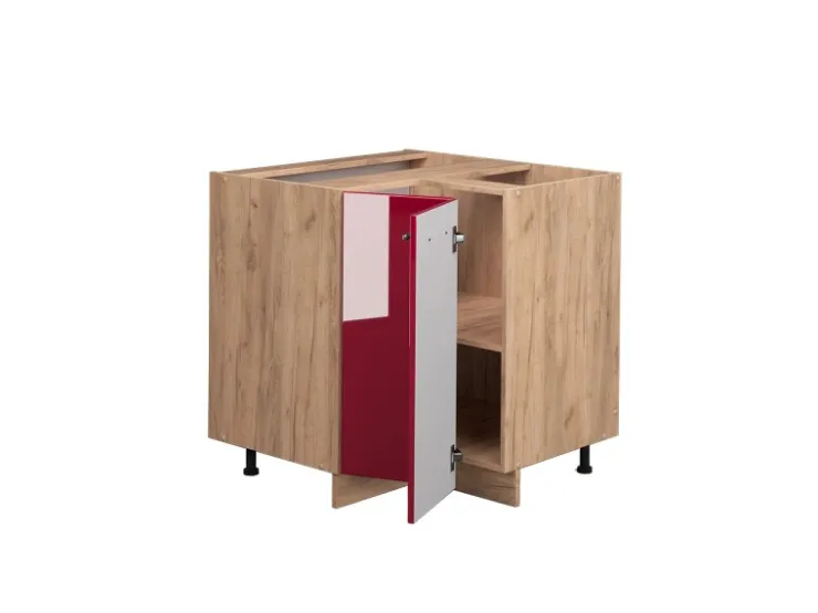 Vicco Eckunterschrank Fame-Line Bordeaux Hochglanz/Goldkraft Eiche 81 cm ohne Arbeitsplatte* Eckregale