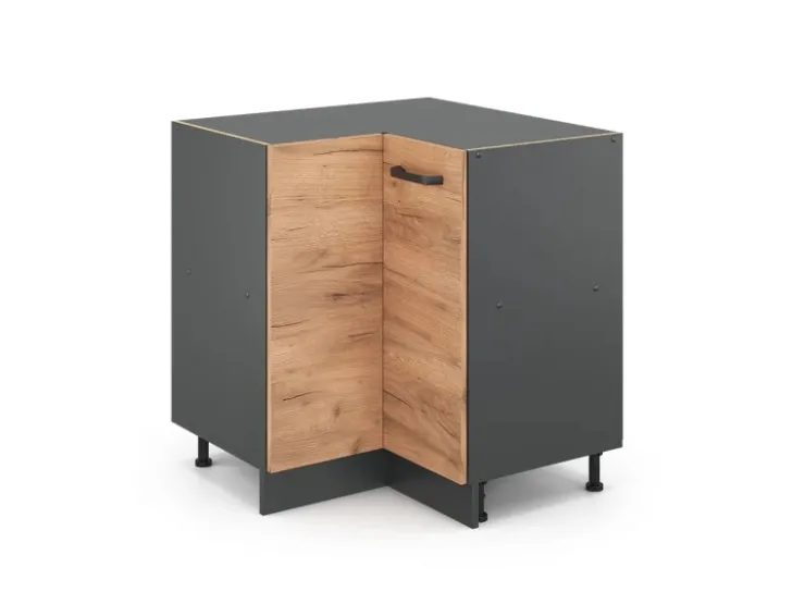 Vicco Eckunterschrank R-Line Goldkraft /Anthrazit 76 cm ohne Arbeitsplatte