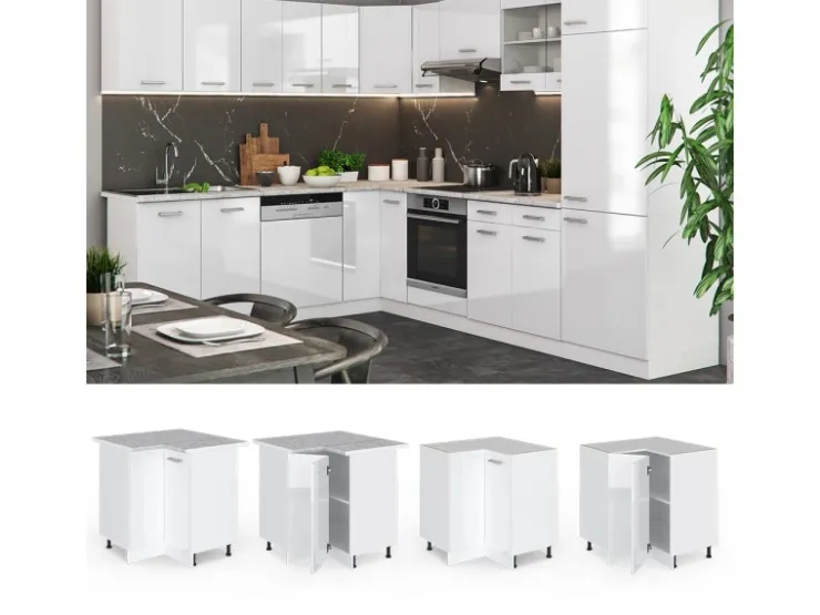 Vicco Eckunterschrank R-Line Hochglanz/ 76 cm ohne Arbeitsplatte