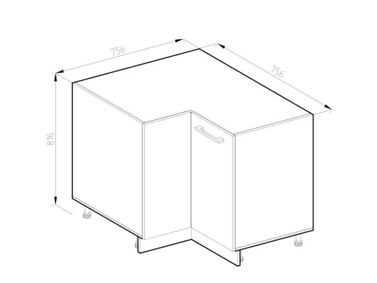 Vicco Eckunterschrank R-Line Hochglanz/ 76 cm ohne Arbeitsplatte