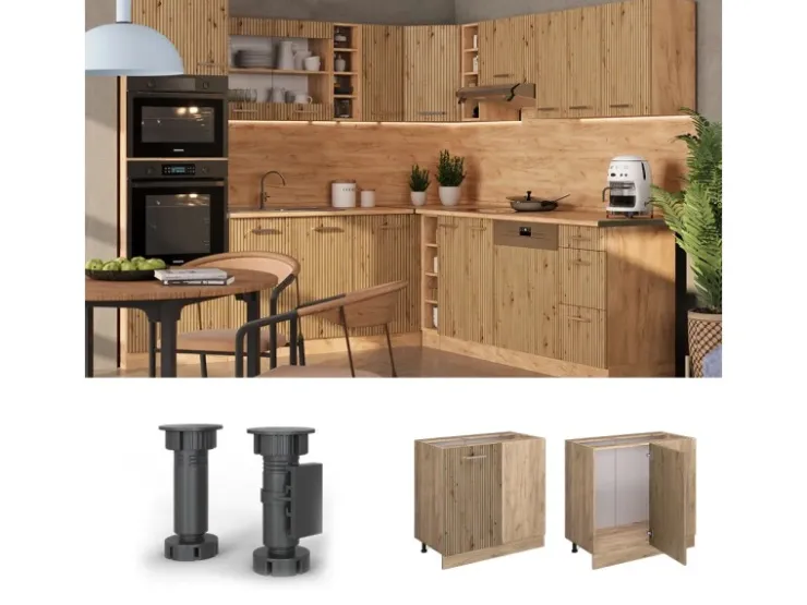 Vicco Eckunterschrank R-Line Artisan-Eiche/Goldkraft Eiche 86 cm AP Eiche* Eckregale