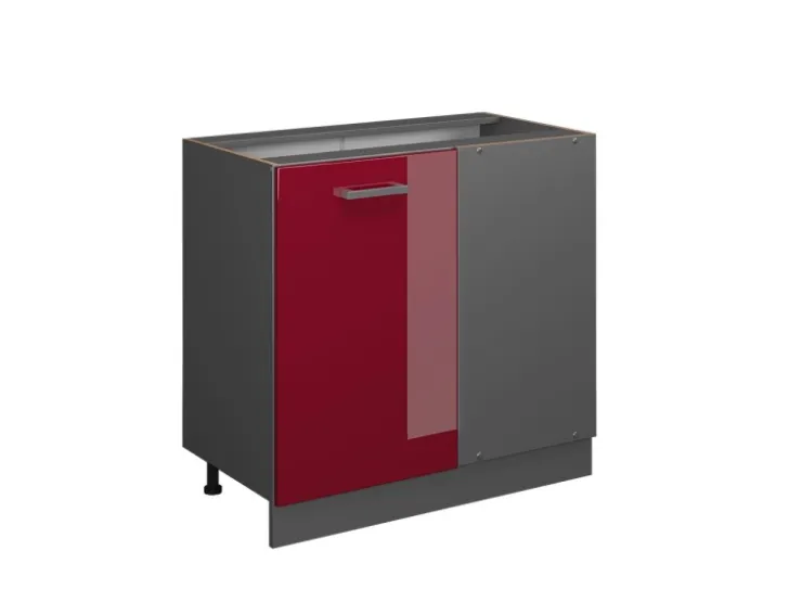 Vicco Eckunterschrank R-Line Bordeaux Hochglanz/Anthrazit 86 cm ohne Arbeitsplatte* Eckregale