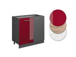 Vicco Eckunterschrank R-Line Bordeaux Hochglanz/Anthrazit 86 cm ohne Arbeitsplatte* Eckregale