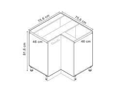Vicco Eckunterschrank R-Line Artisan-Eiche/Weiß 76 cm ohne Arbeitsplatte* Eckregale