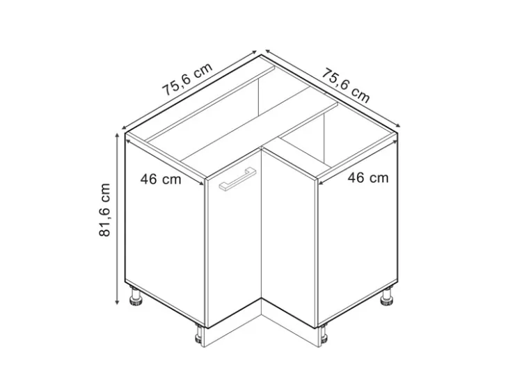 Vicco Eckunterschrank R-Line Artisan-Eiche/Weiß 76 cm ohne Arbeitsplatte* Eckregale