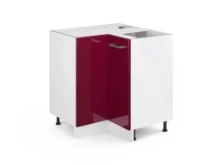 Vicco Eckunterschrank R-Line Bordeaux Hochglanz/Weiß 76 cm ohne Arbeitsplatte* Eckregale
