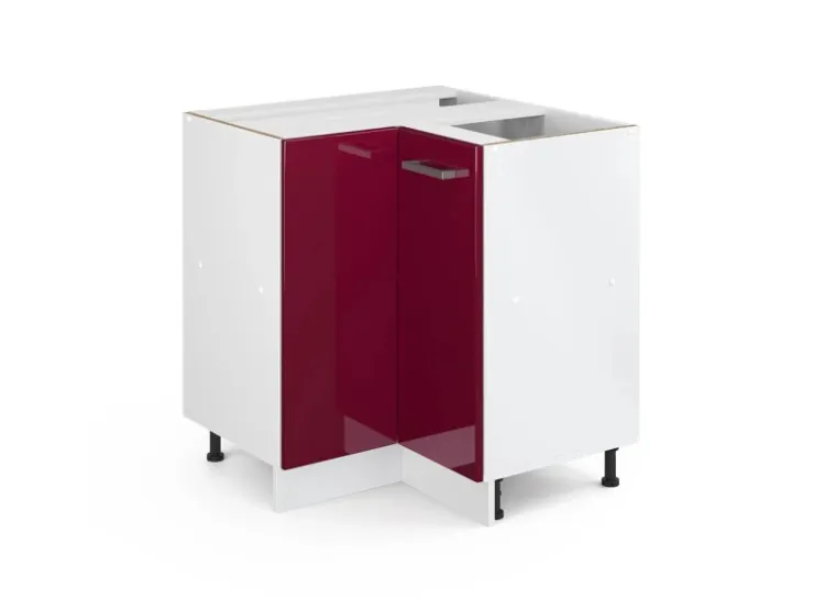 Vicco Eckunterschrank R-Line Bordeaux Hochglanz/Weiß 76 cm ohne Arbeitsplatte* Eckregale