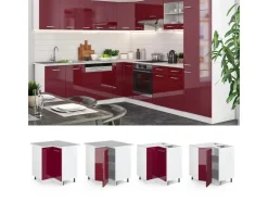 Vicco Eckunterschrank R-Line Bordeaux Hochglanz/Weiß 76 cm ohne Arbeitsplatte* Eckregale