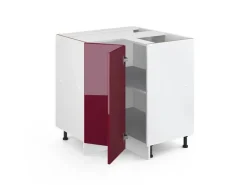 Vicco Eckunterschrank R-Line Bordeaux Hochglanz/Weiß 76 cm ohne Arbeitsplatte* Eckregale