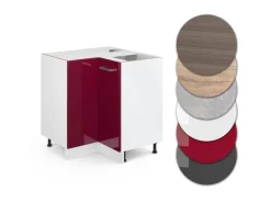 Vicco Eckunterschrank R-Line Bordeaux Hochglanz/Weiß 76 cm ohne Arbeitsplatte* Eckregale