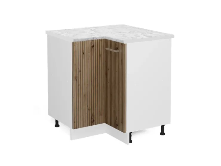 Vicco Eckunterschrank R-Line Küchen Eckschrank Artisan-Eiche/Weiß 76 cm AP Marmor