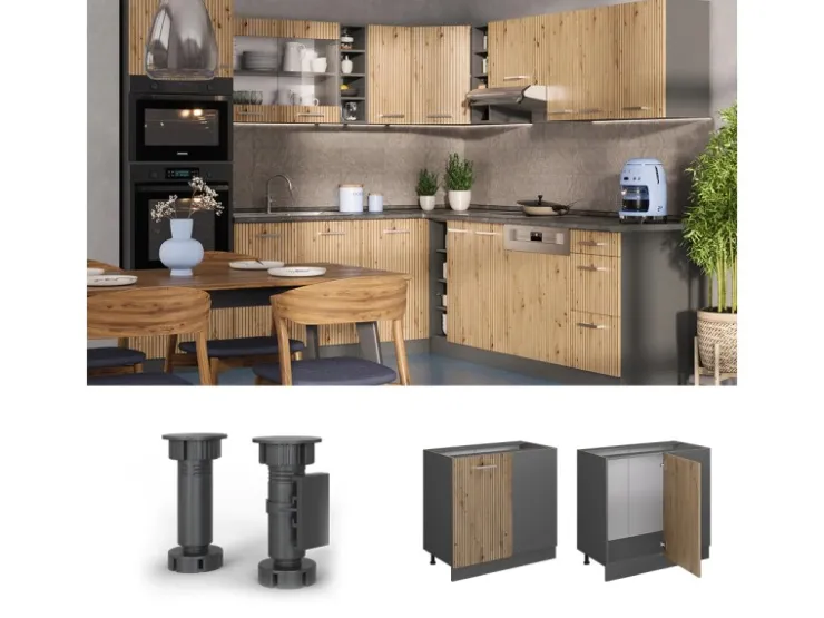 Vicco Eckunterschrank R-Line Artisan-Eiche/Anthrazit 86 cm ohne Arbeitsplatte* Eckregale