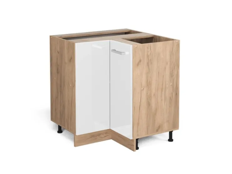 Vicco Eckunterschrank R-Line Hochglanz/Goldkraft Eiche 76 cm ohne Arbeitsplatte