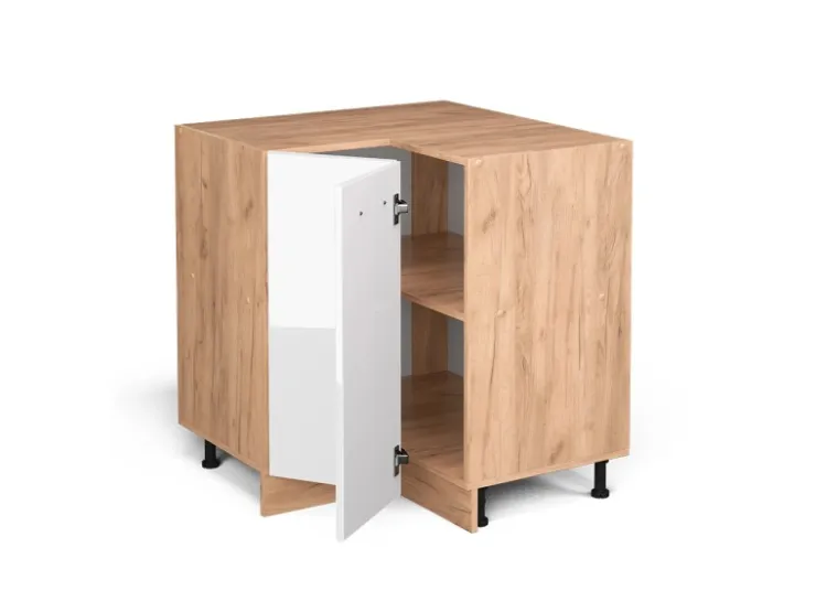 Vicco Eckunterschrank R-Line Hochglanz/Goldkraft Eiche 76 cm ohne Arbeitsplatte