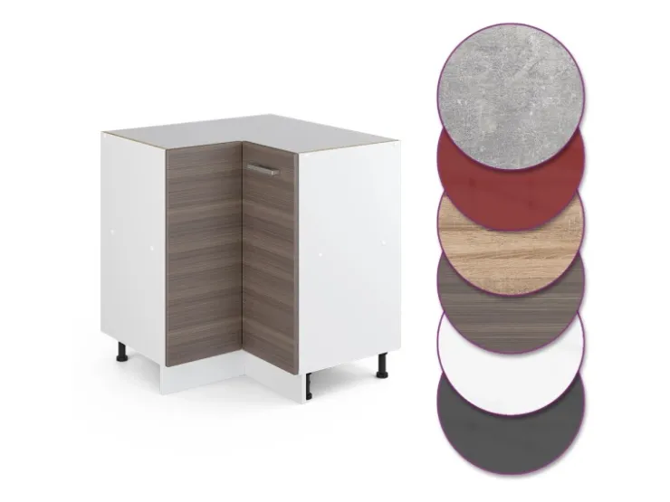 Vicco Eckunterschrank R-Line Küchen Eckschrank Grau/Weiß 76 cm ohne Arbeitsplatte* Eckregale