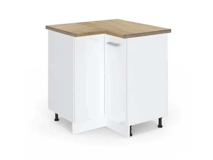 Vicco Eckunterschrank R-Line Küchen Eckschrank Hochglanz/ 76 cm AP Eiche* Eckregale