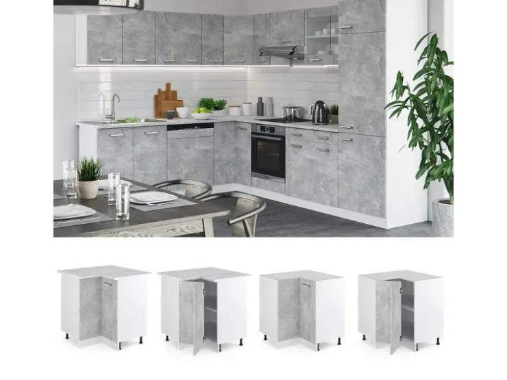 Vicco Eckunterschrank R-Line Küchen Eckschrank /Weiß 76 cm ohne Arbeitsplatte