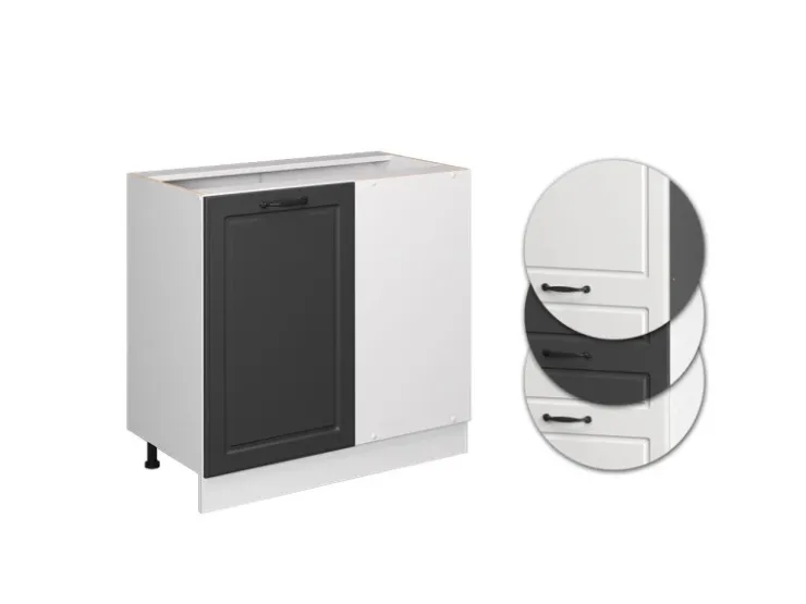 Vicco Eckunterschrank R-Line Anthrazit Landhaus/Weiß 86 cm ohne Arbeitsplatte* Eckregale