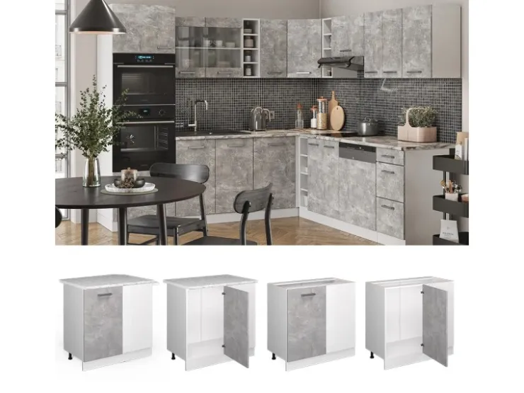 Vicco Eckunterschrank R-Line Küchen Eckschrank /Weiß 86 cm ohne Arbeitsplatte* Eckregale