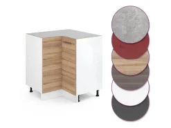 Vicco Eckunterschrank R-Line Küchen Eckschrank Sonoma/Weiß 76 cm ohne Arbeitsplatte